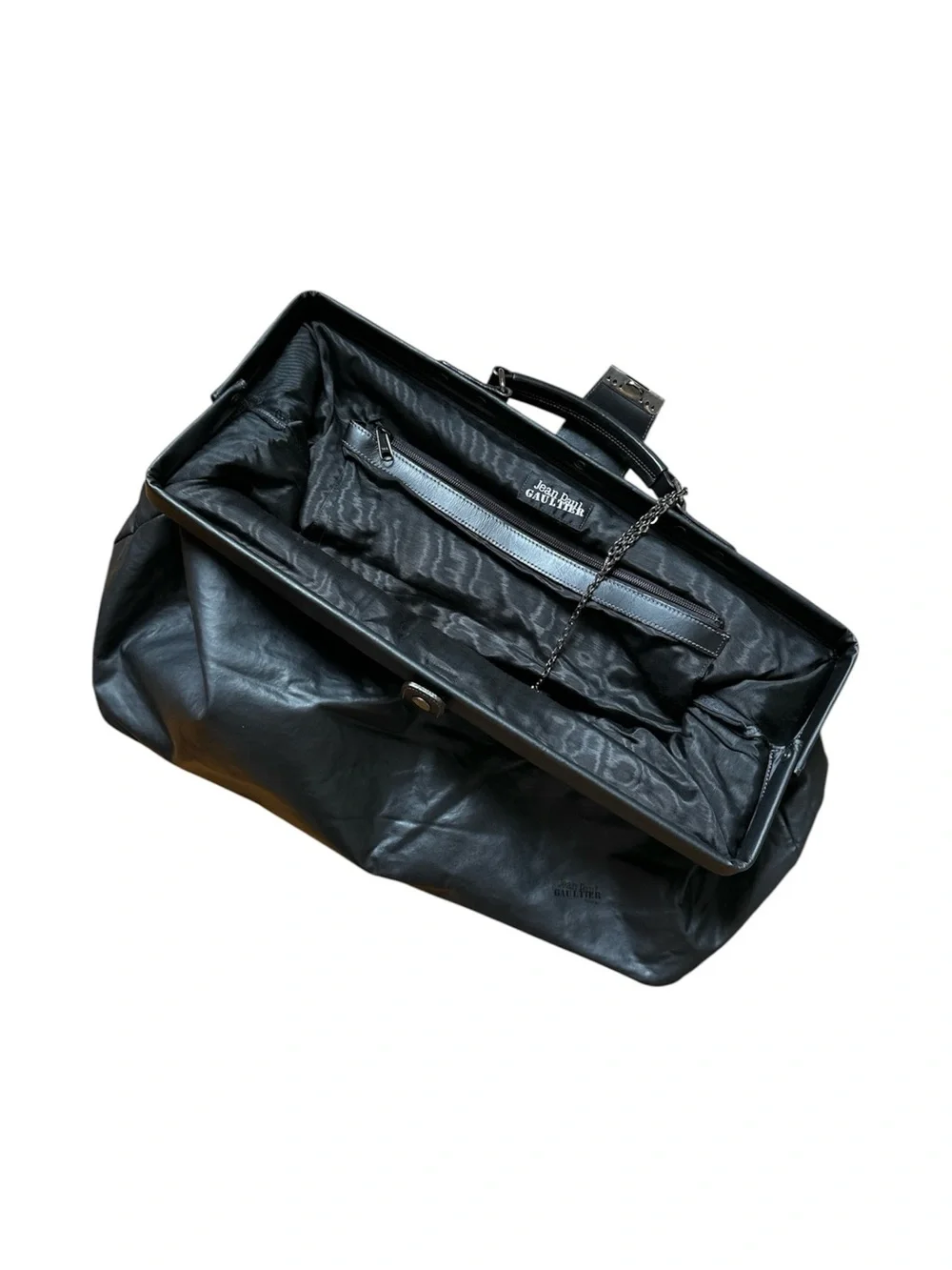Rare Jean Paul Gaultier Large Black Leather Doctor Bag Physician Bag Weekend Bag